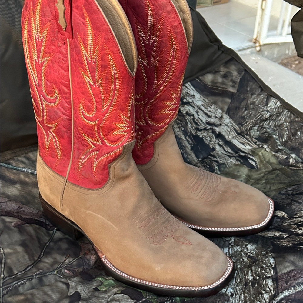 Lucchese Red and Tan Western Boots